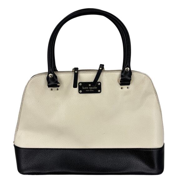 kate spade Handbags - Kate Spade Rachelle Berkeley Satchel Handbag Cream Black Leather Double Handle